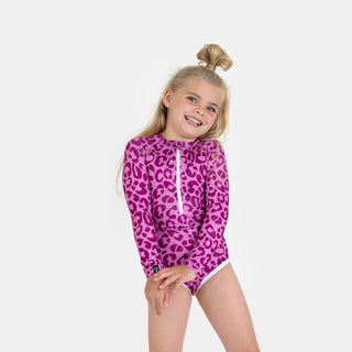 UV Badeanzug langarm Sugar Leopard Fuchsia Violet von Beach & Bandits