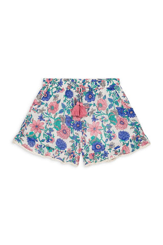 SHORTS VALLALOID BLAUER SOMMERWIESENPRINT VON LOUISE MISHA