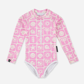 UV Badeanzug langarm Sea Smiley Pink von Beach & Bandits
