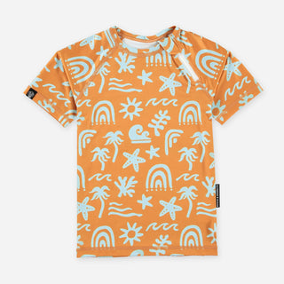 UV Badeshirt kurzarm Tropical Vibes Gold-Blue von Beach & Bandits