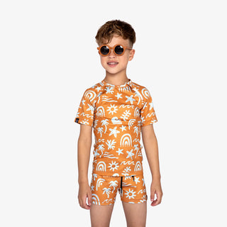 UV Badeshirt kurzarm Tropical Vibes Gold-Blue von Beach & Bandits