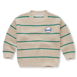 Strickpullover Beige mit grünen Streifen von Sproet & Sprout