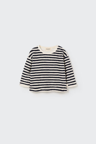 Baby Frottee Sweatshirt Gael Navy Blau-Weiss gestreift von Cozmo