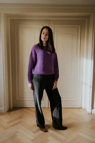 Cord Hose Charcoal Grau-Schwarz für Frauen von Yuki