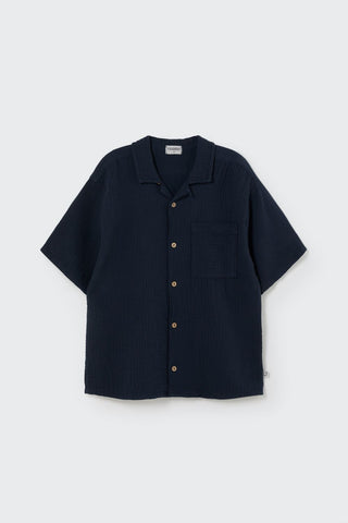 Musselin-Hemd Abel Navy Blau von Cozmo